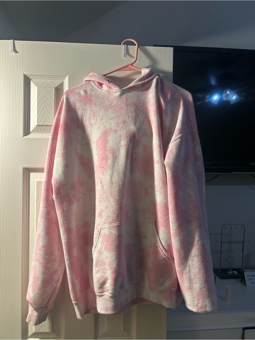 Target Pink & White Tie-Dye Hooded Sweatshirt - Women